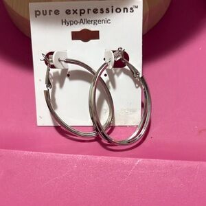 Expressions Silver Double Hoop Earrings